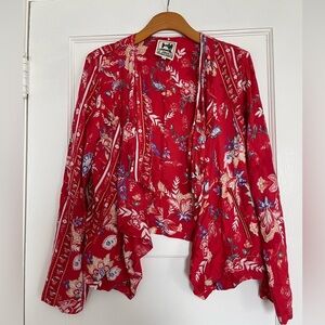 Jaase Women's V-Neck Boho shawl bell sleeve printed